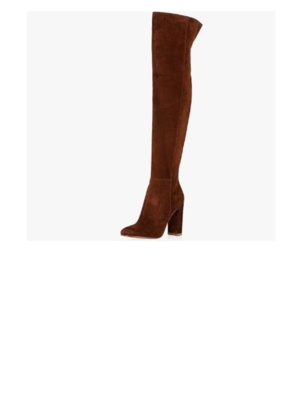 Women Thick High Heel Knee High Long Boots Closed Toe Pull On Faux Sued Orange